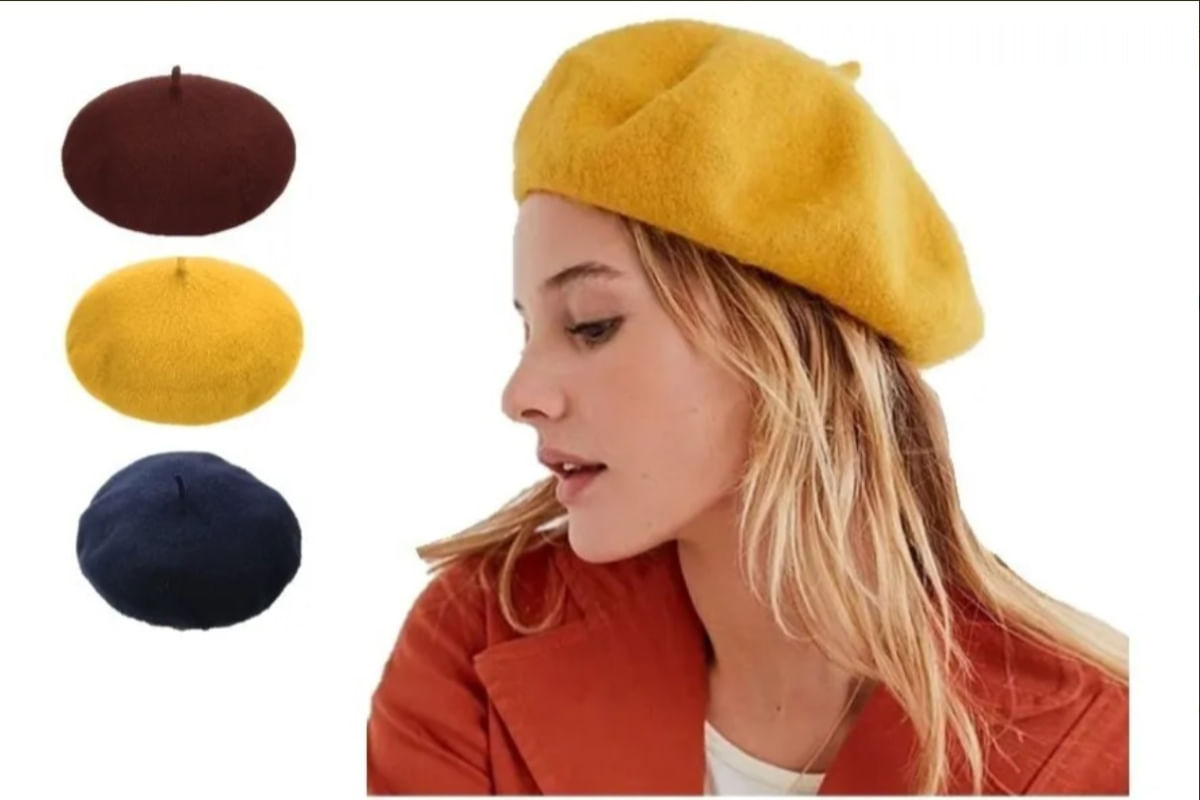 Boina Feminina Francesa Varias Cores Amarelo