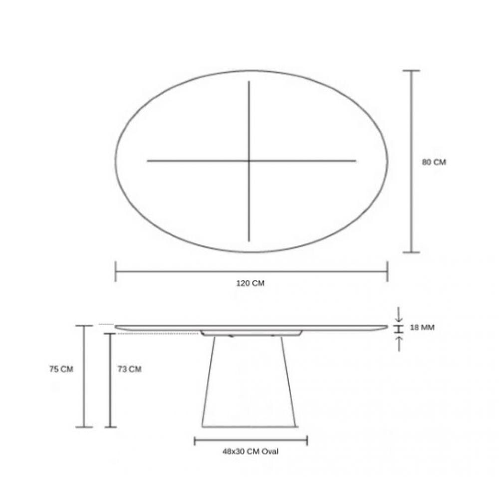 Mesa de Jantar Cone Oval 120x80cm Base Laminada Branco