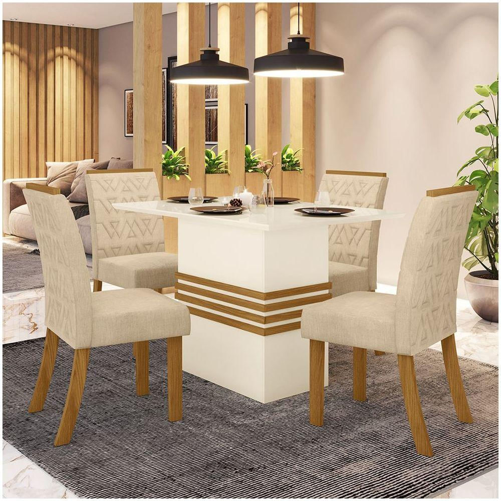 Conjunto Sala De Jantar Mesa 120cm 4Cadeiras Melinda Casa812