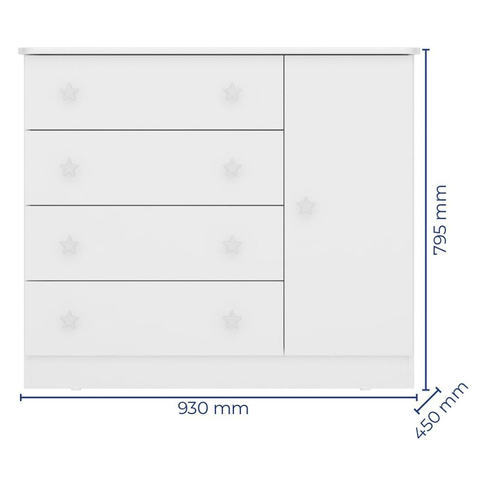 Quarto de Bebê Cômoda 2561 e Berço 1344 Certificado pelo Inmetro Doce Sonho com Colchão Branco - Qmovi
