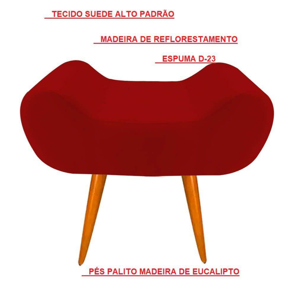 Puff Decorativo Leticia Suede Vermelho Pés Palito - House