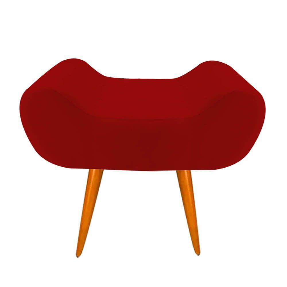 Puff Decorativo Leticia Suede Vermelho Pés Palito - House