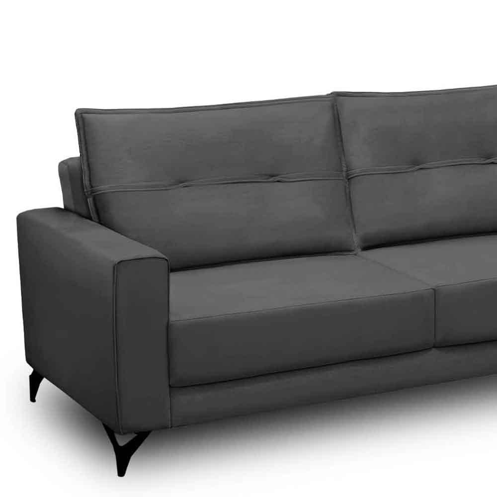 Sofá 4 Lugares com Chaise Direito 265cm Soreh F05 Veludo Grafite - Mpozenato