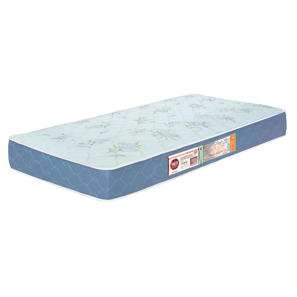 Colchão Solteiro Sleep Max Espuma D45 88x188x25cm Branco/Azul - Castor