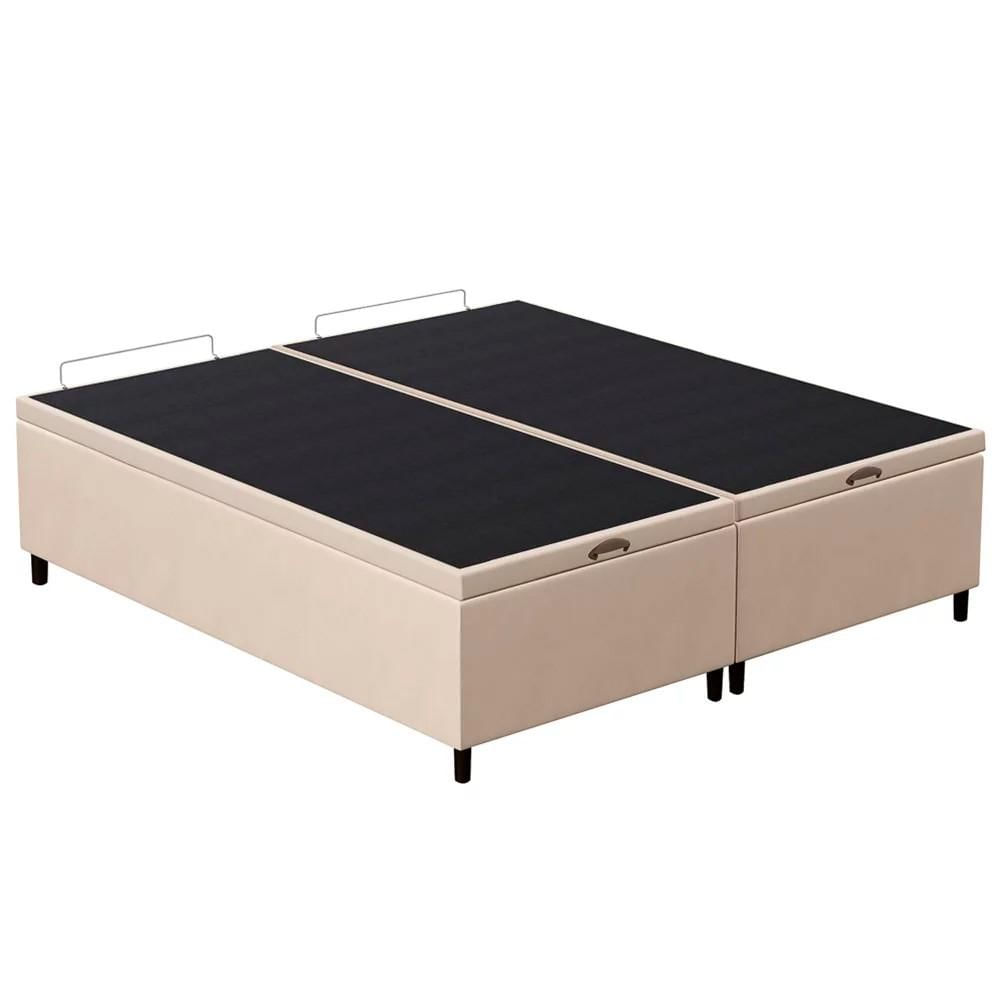 Base Cama Box Baú Casal Queen 158cm Hit I02 Suede Bege - Mpozenato