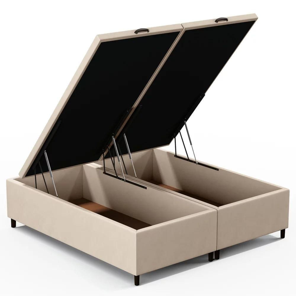 Base Cama Box Baú Casal Queen 158cm Hit I02 Suede Bege - Mpozenato