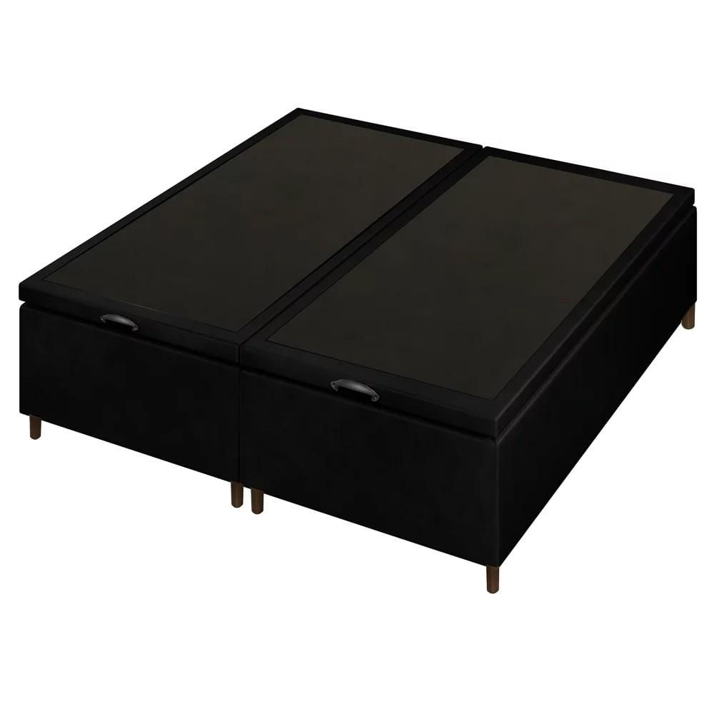 Base Cama Box Baú Casal Queen 158cm Hit I02 Suede Preto - Mpozenato