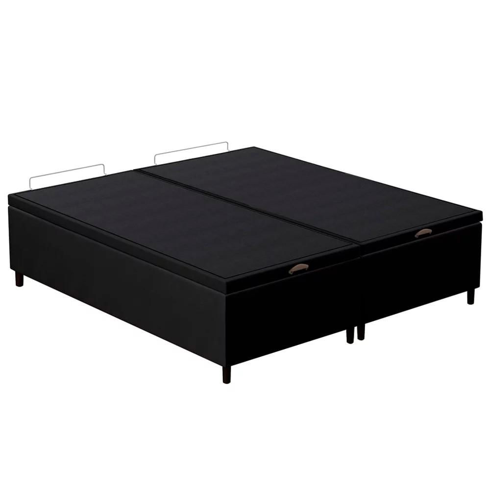 Base Cama Box Baú Casal Queen 158cm Hit I02 Suede Preto - Mpozenato