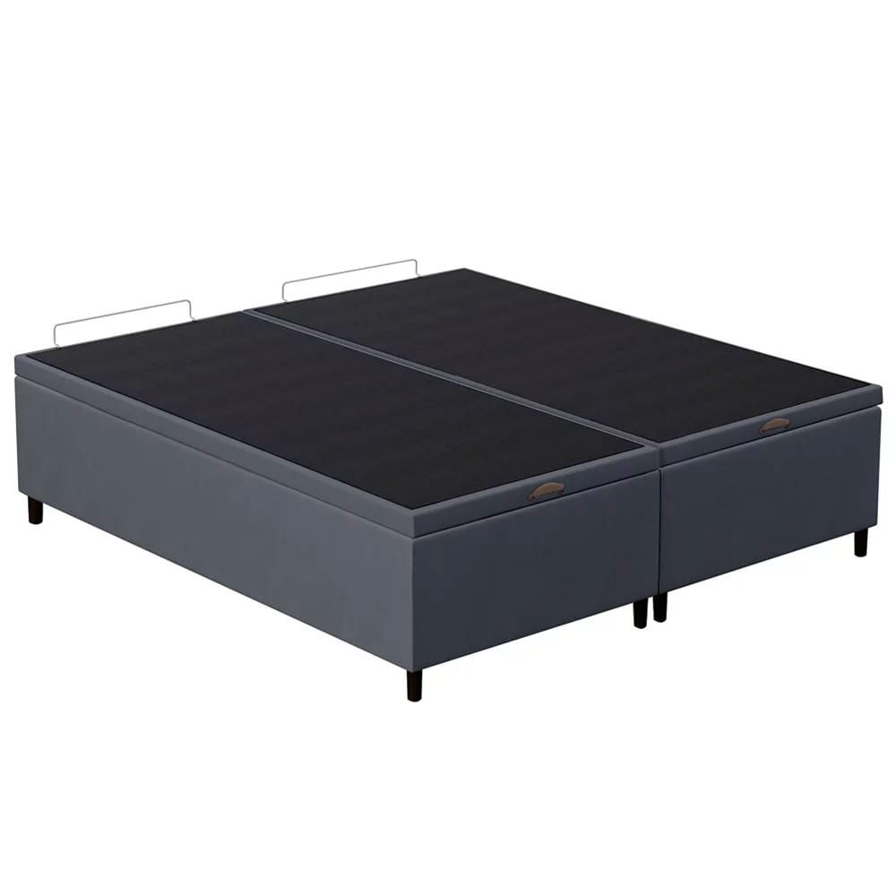 Base Cama Box Baú Casal Queen 158cm Hit I02 Suede Cinza - Mpozenato