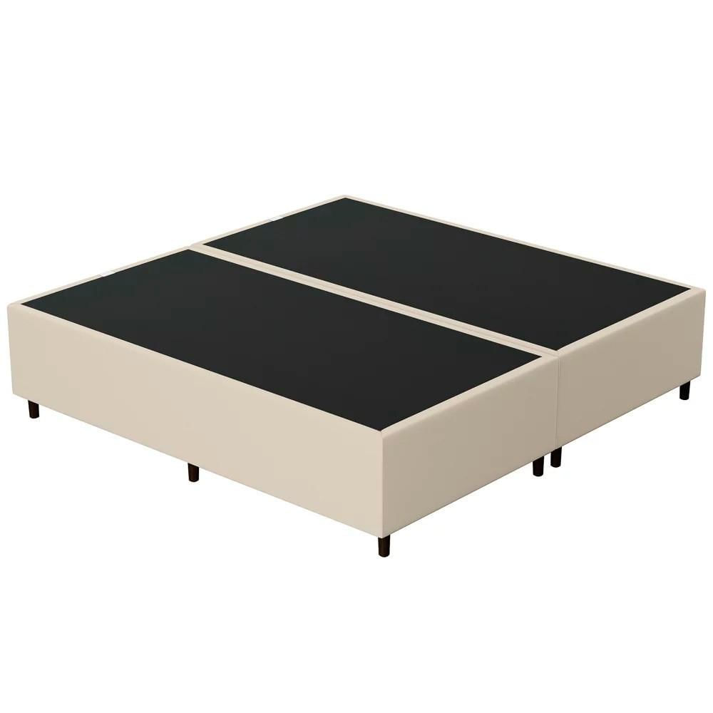 Base Cama Box Casal Queen 158cm Bipartido Hit I02 Corano Bege- Mpozenato