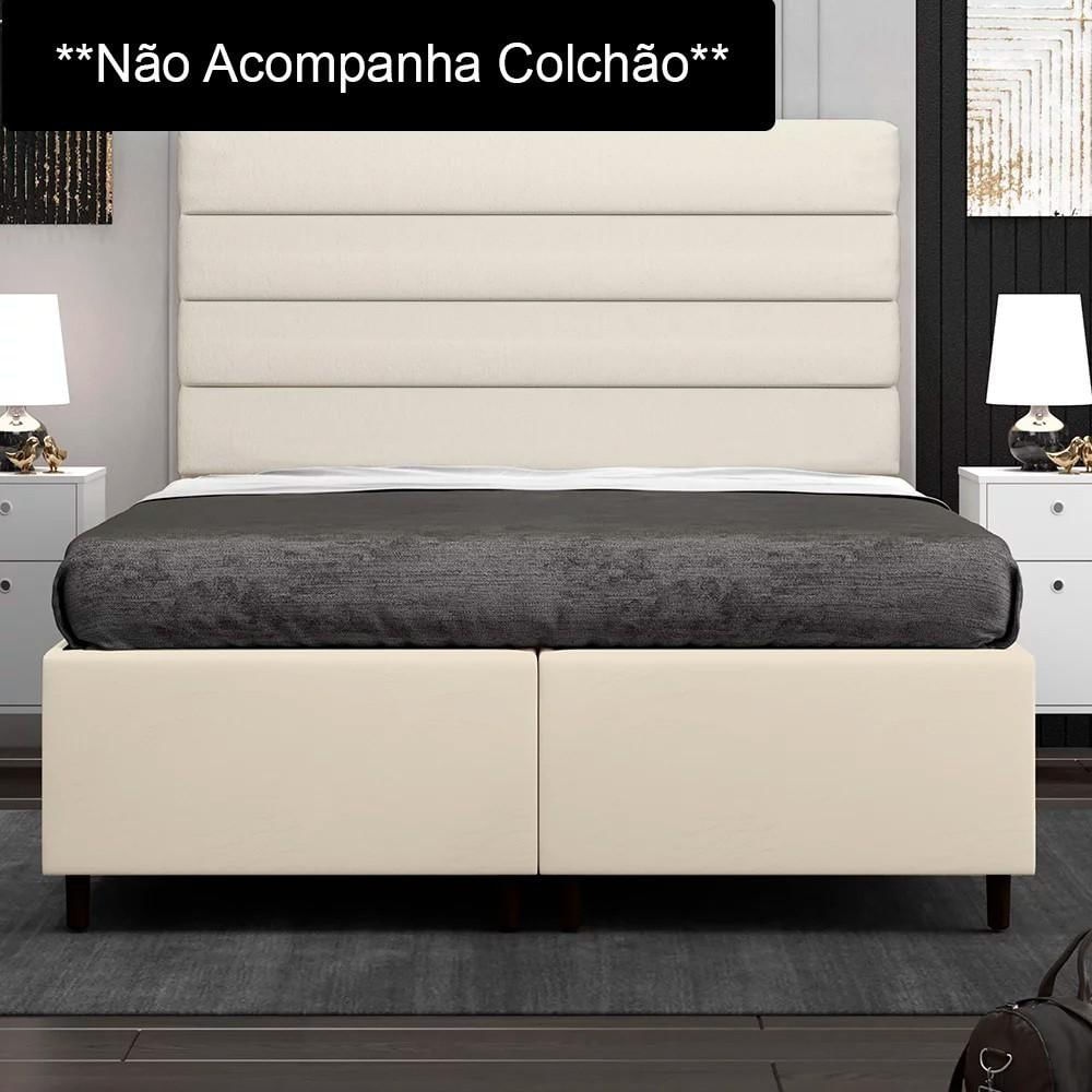 Base Cama Box Casal Queen 158cm Bipartido Hit I02 Corano Bege- Mpozenato