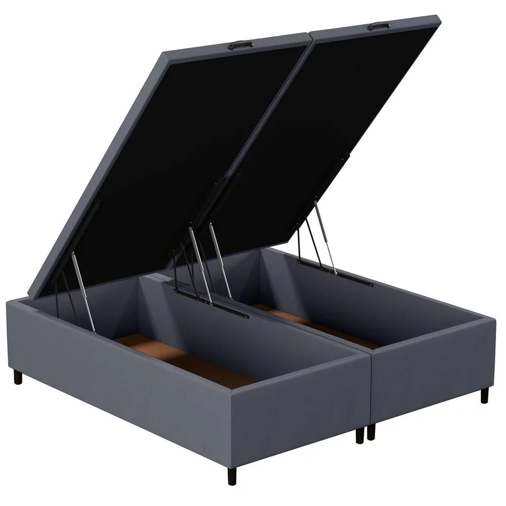 Base Cama Box Baú Casal Queen 158cm Hit I02 Suede Cinza - Mpozenato