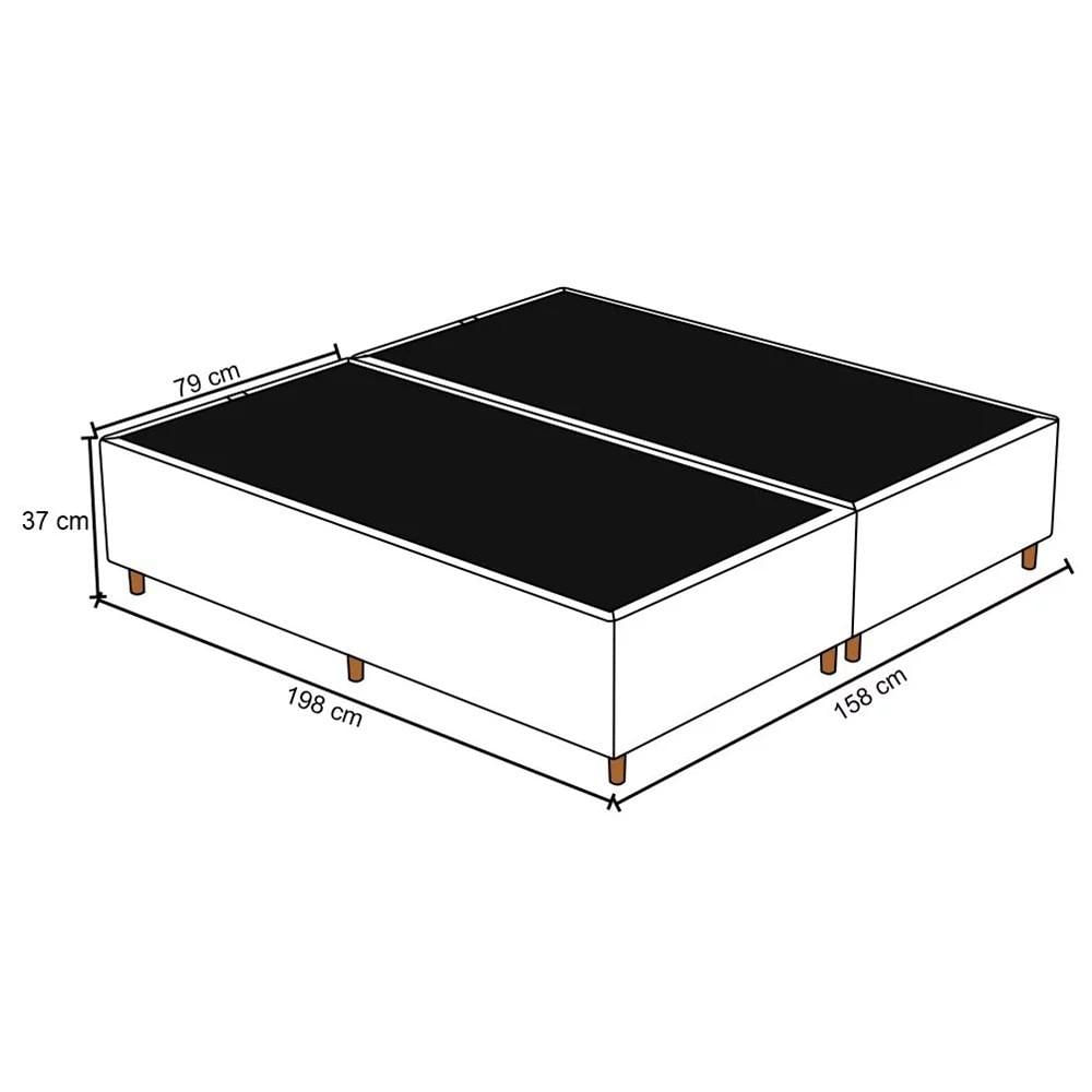 Base Cama Box Casal Queen 158cm Bipartido Hit I02 Suede Preto - Mpozenato