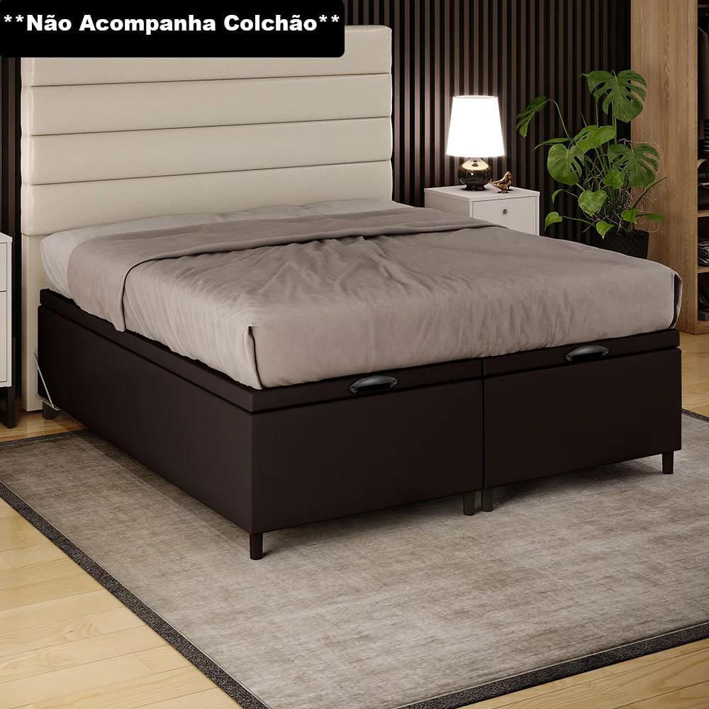 Base Cama Box Baú Casal Queen 158cm Hit I02 Corano Marrom - Mpozenato