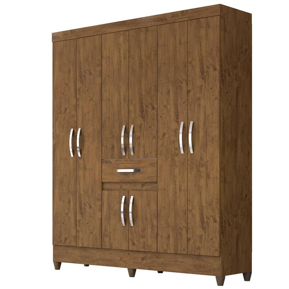 Guarda Roupa Casal Portugal 8 Portas Castanho Wood - Moval