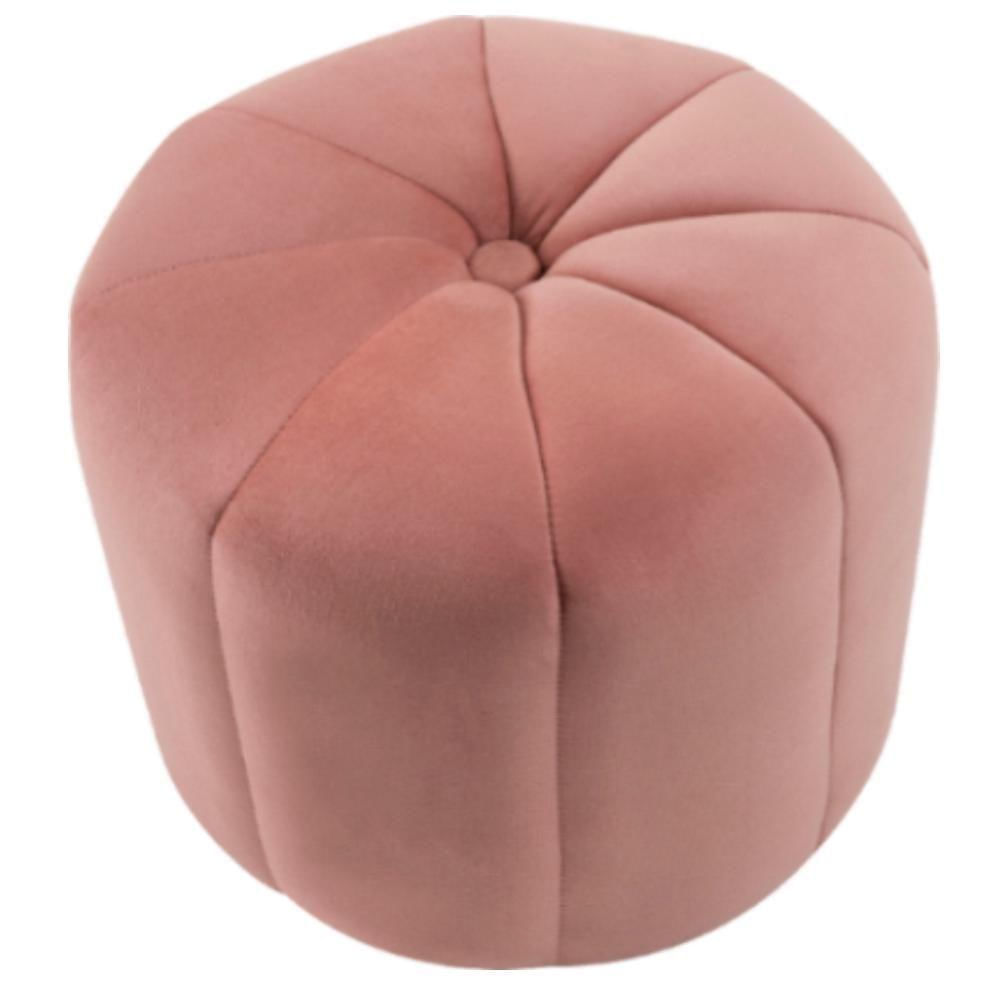 Puff Puf Para Sala P09 Veludo Rosa Dmobiliario Rosa