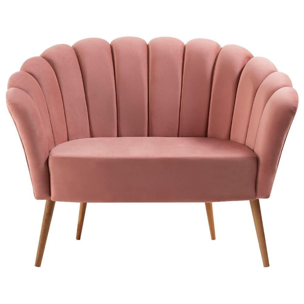 Sofa Namoradeira 2 Lug 135 Cm Pes Tauari 7050 Veludo Rosa Dmobiliario Rosa