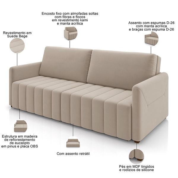 家具 Aaron Bell Sapateira Campbell 2 Portas Espelhadas em MDF cor Off White e