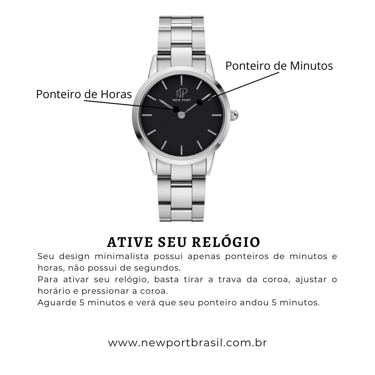 Relógio De Pulso Masculino New Port + Carteira Couro Preto