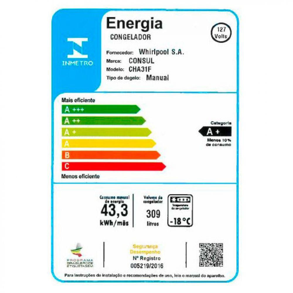 Freezer Consul Horizontal 1 Porta 309 Litros Branco 127V CHA31FB 110V