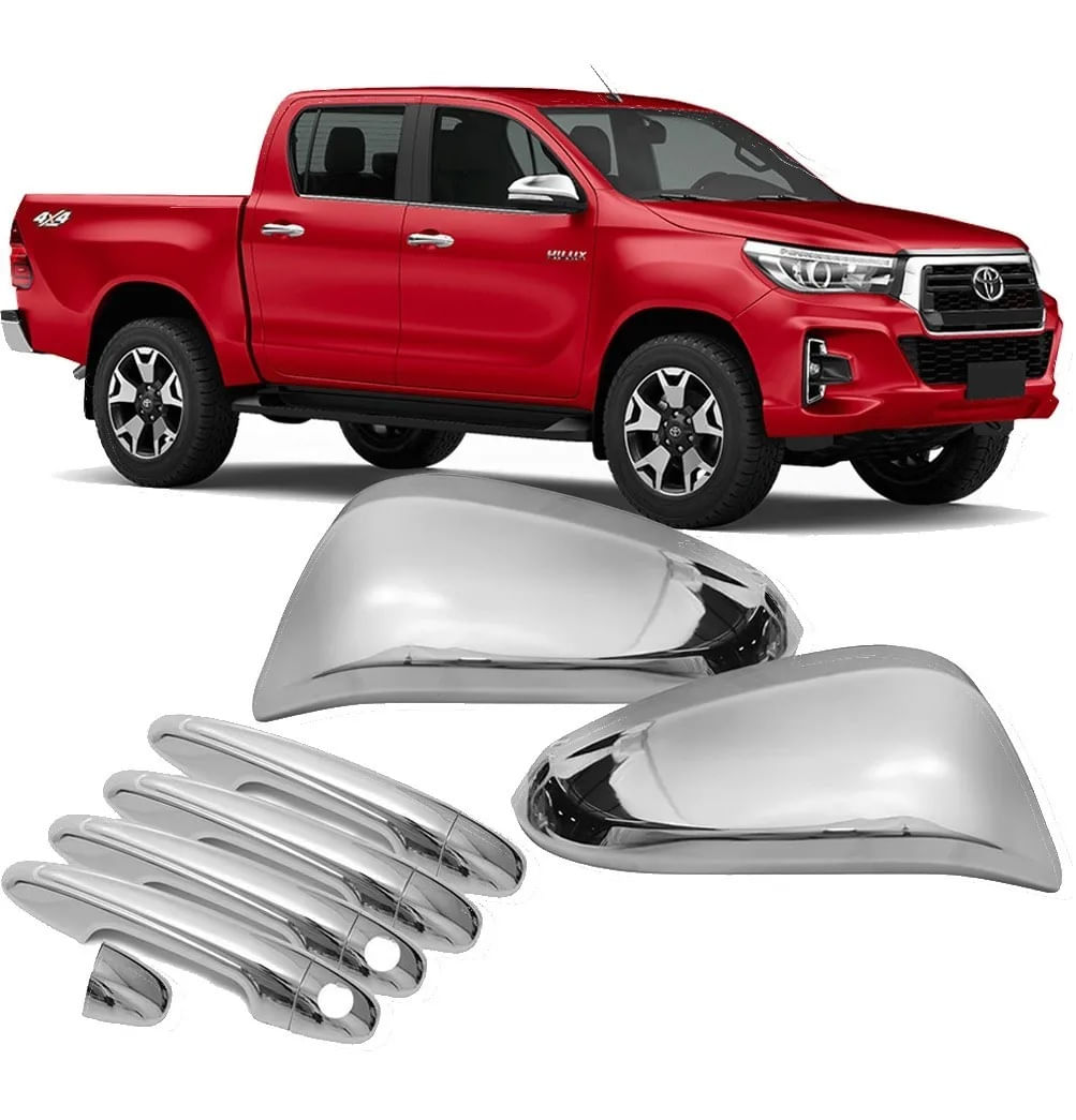 Aplique Capa Cromada Retrovisor Maçanetas Toyota Hilux 2020