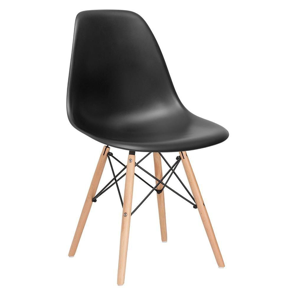 Mesa Redonda Eames 100cm Preto + 5 Cadeiras Preto