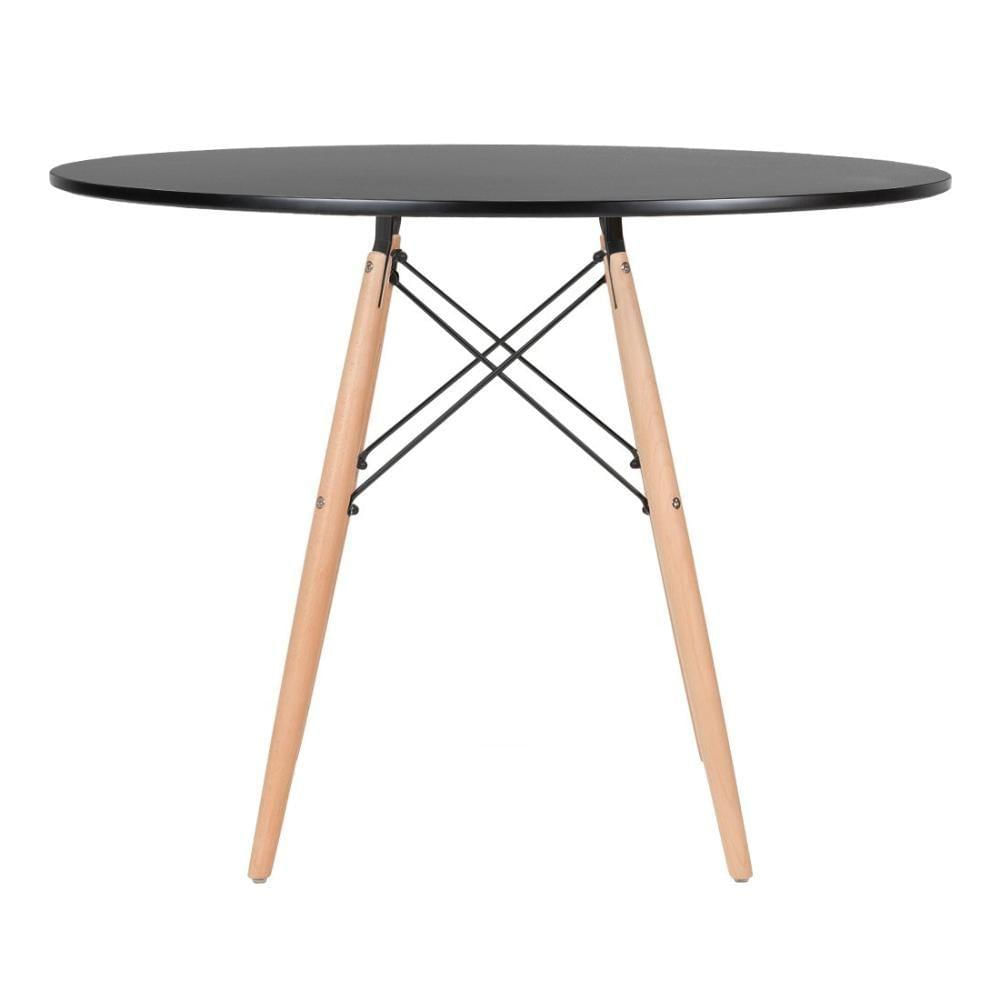 Mesa Redonda Eames 100cm Preto + 5 Cadeiras Preto