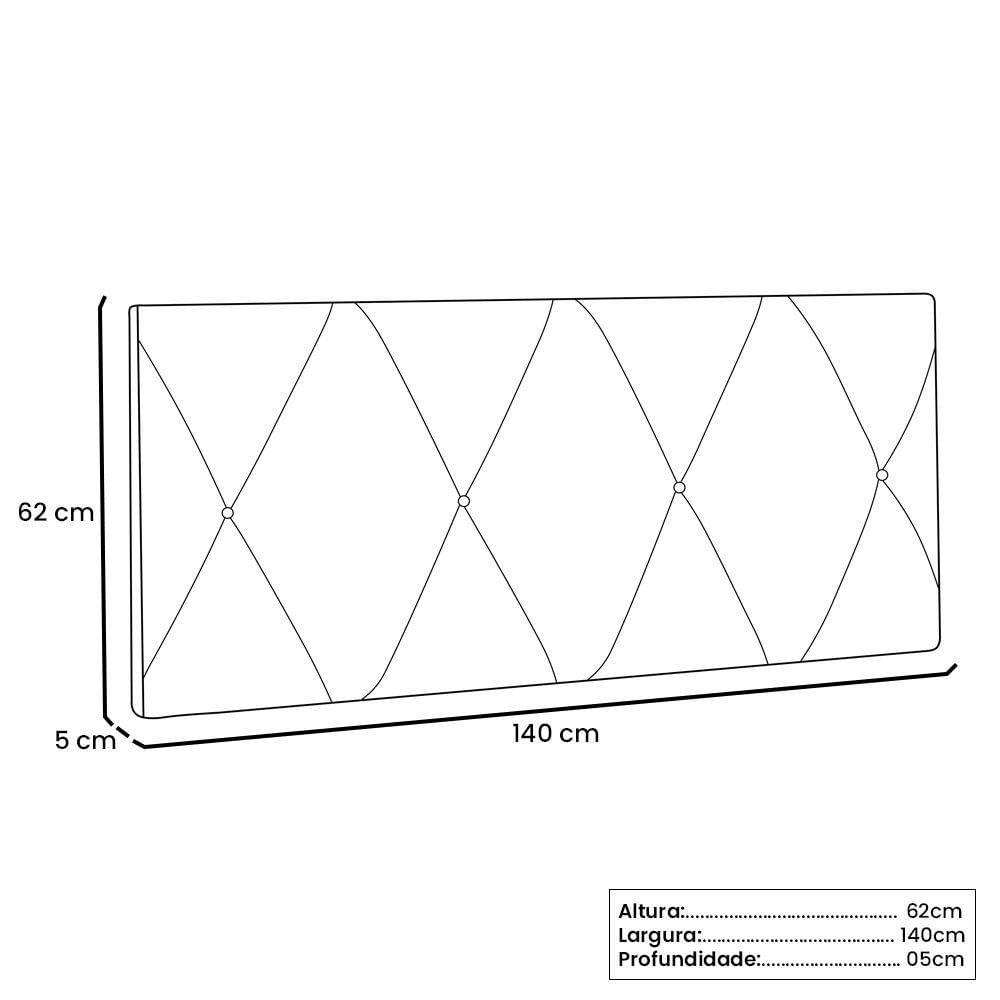 Cabeceira Painel Casal 1,40m Aquilla Suede Preto