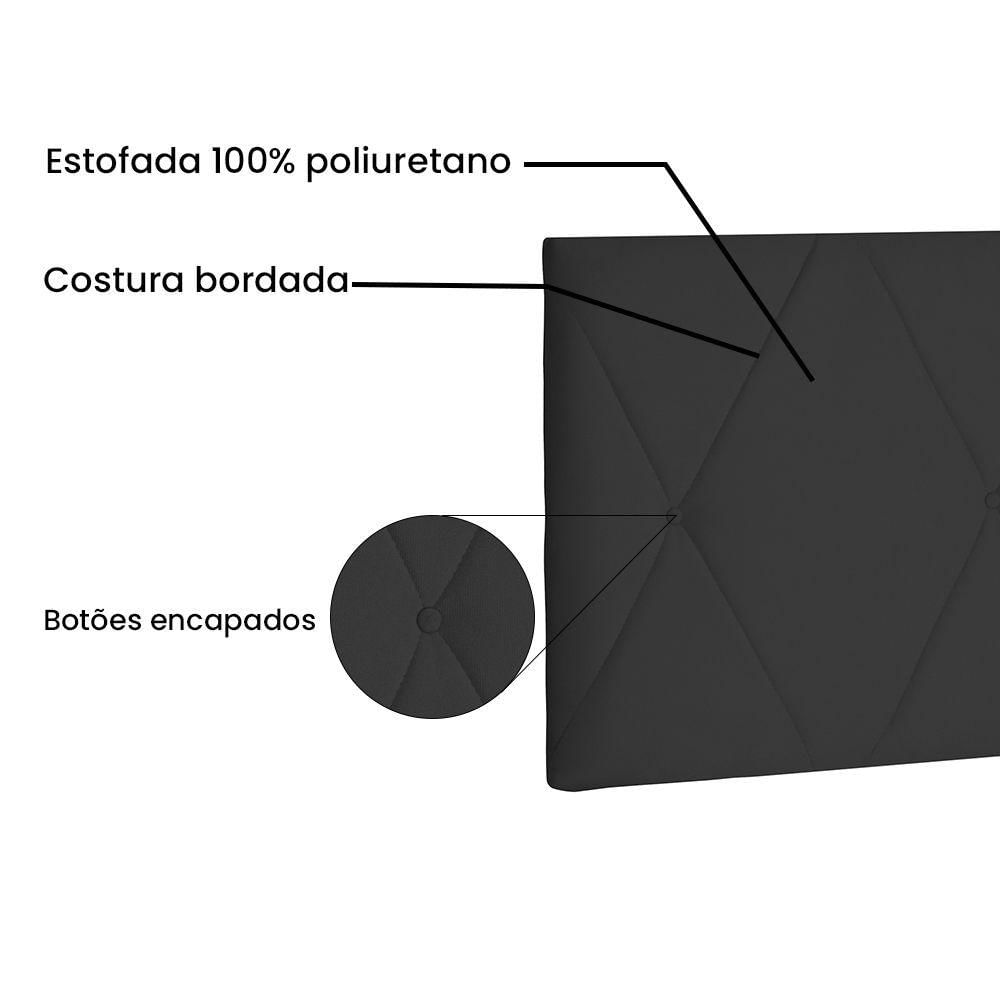 Cabeceira Painel Casal 1,40m Aquilla Suede Preto