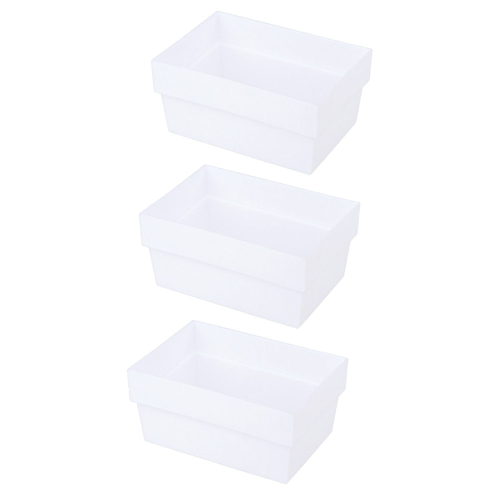 Kit Organizador de Gavetas Cazza Block Branco 3 Peças