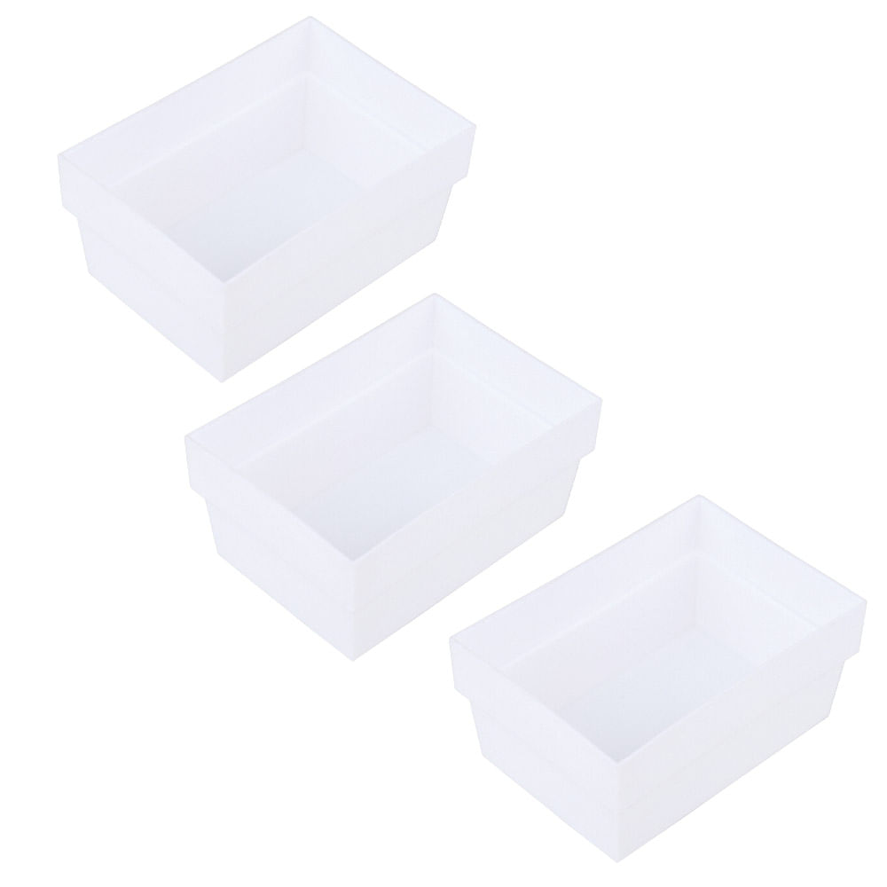 Kit Organizador de Gavetas Cazza Block Branco 3 Peças