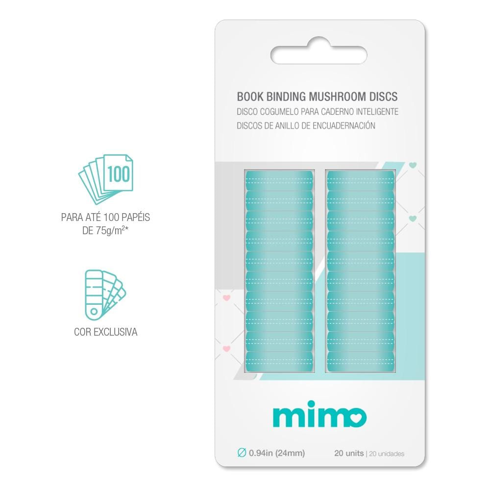 Disco Cogumelo para Caderno Inteligente Azul Água Mimo - 24 mm - 20 Unids