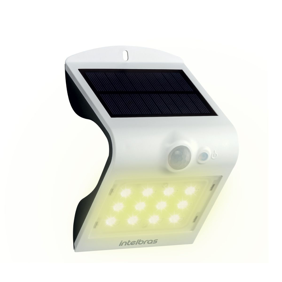 Arandela Solar Integrada Luminária De Parede Intelbras Asi 220 Energia Solar Luz Led Amarela Com Sensor Movimento Sem Fio