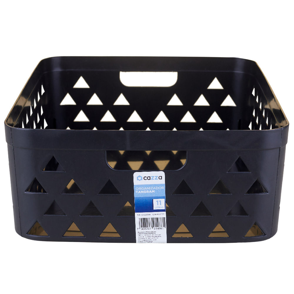 Cesto Organizador Cazza Tangram Preto 11L