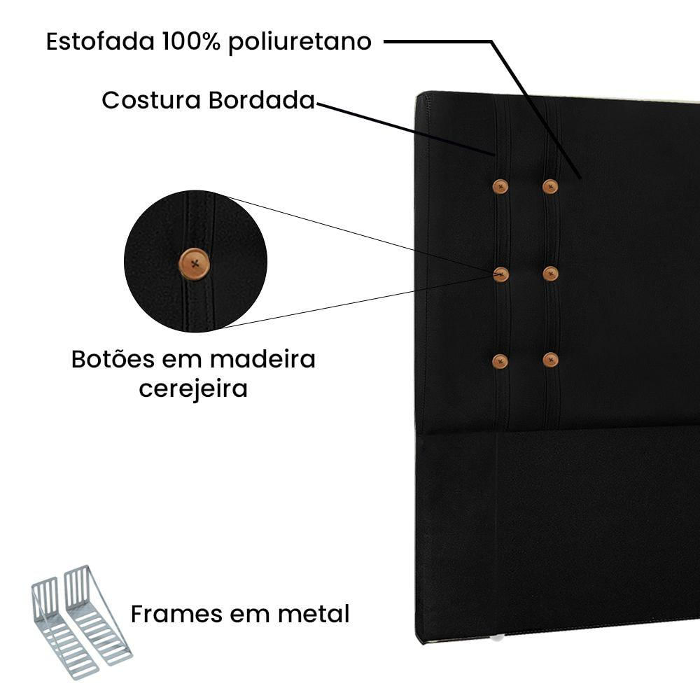 Cabeceira Solteiro 0,90m Genova Suede Preto