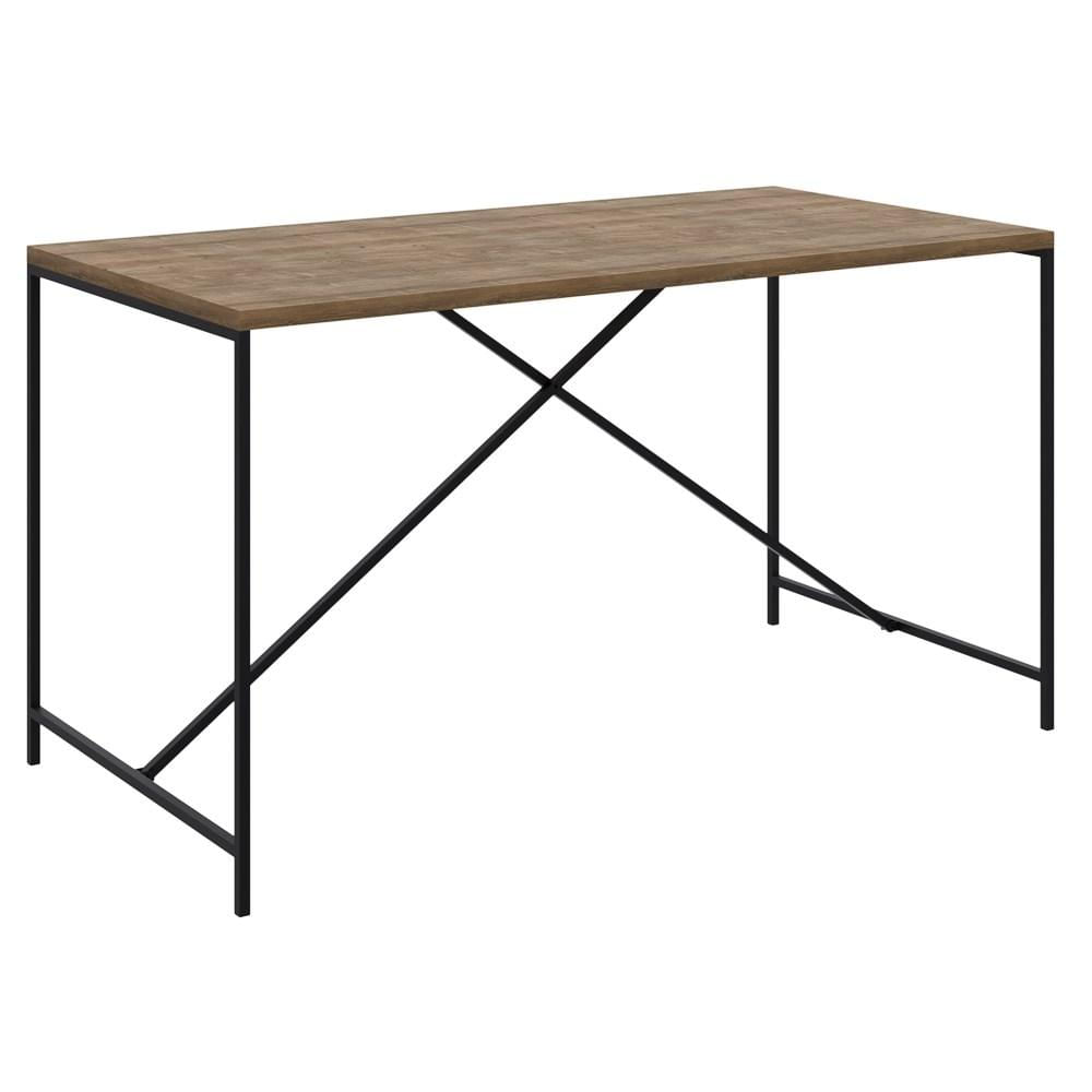 Mesa Para Sala de Jantar Estilo Industrial Steel Quadra Vermont Base Preta - Artesano