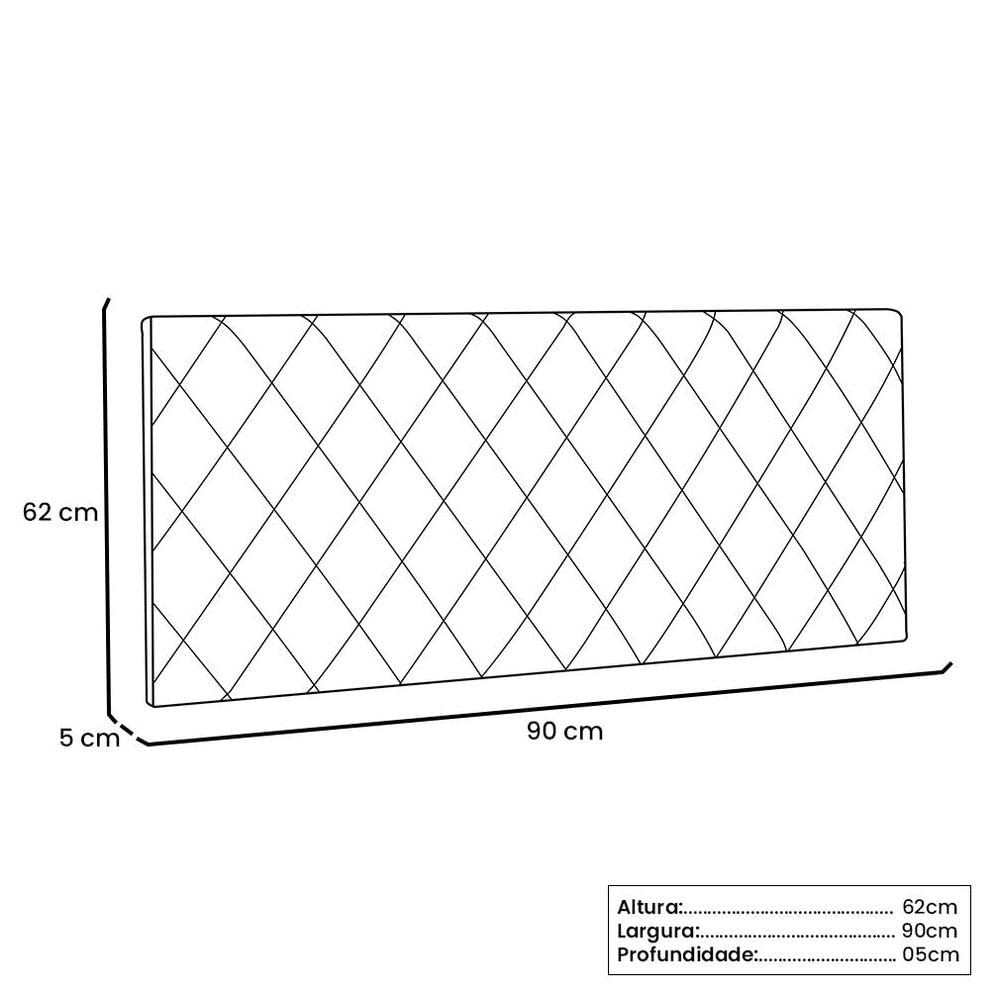 Cabeceira Painel Solteiro 0,90m Esmeralda Corano Branco