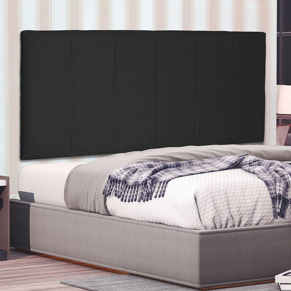 Cabeceira Painel Queen 1,60m Ravenna Suede Preto