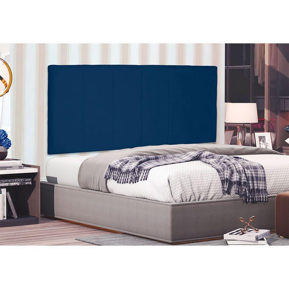 Cabeceira Painel King 1,95m Ravenna Suede Azul Marinho