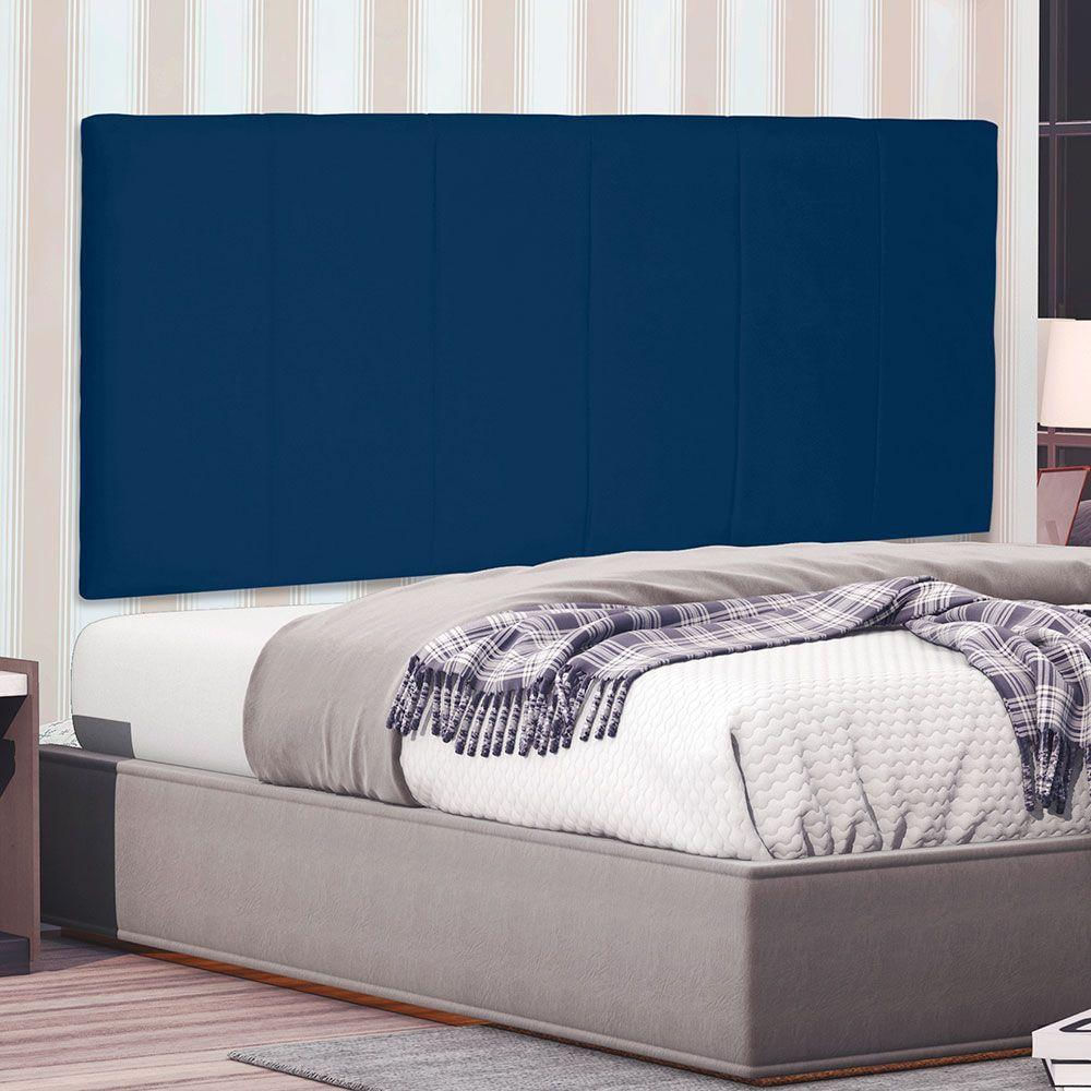 Cabeceira Painel King 1,95m Ravenna Suede Azul Marinho