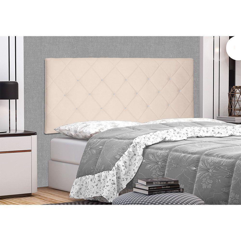 Cabeceira Painel King 1,95m Tânia Suede Bege