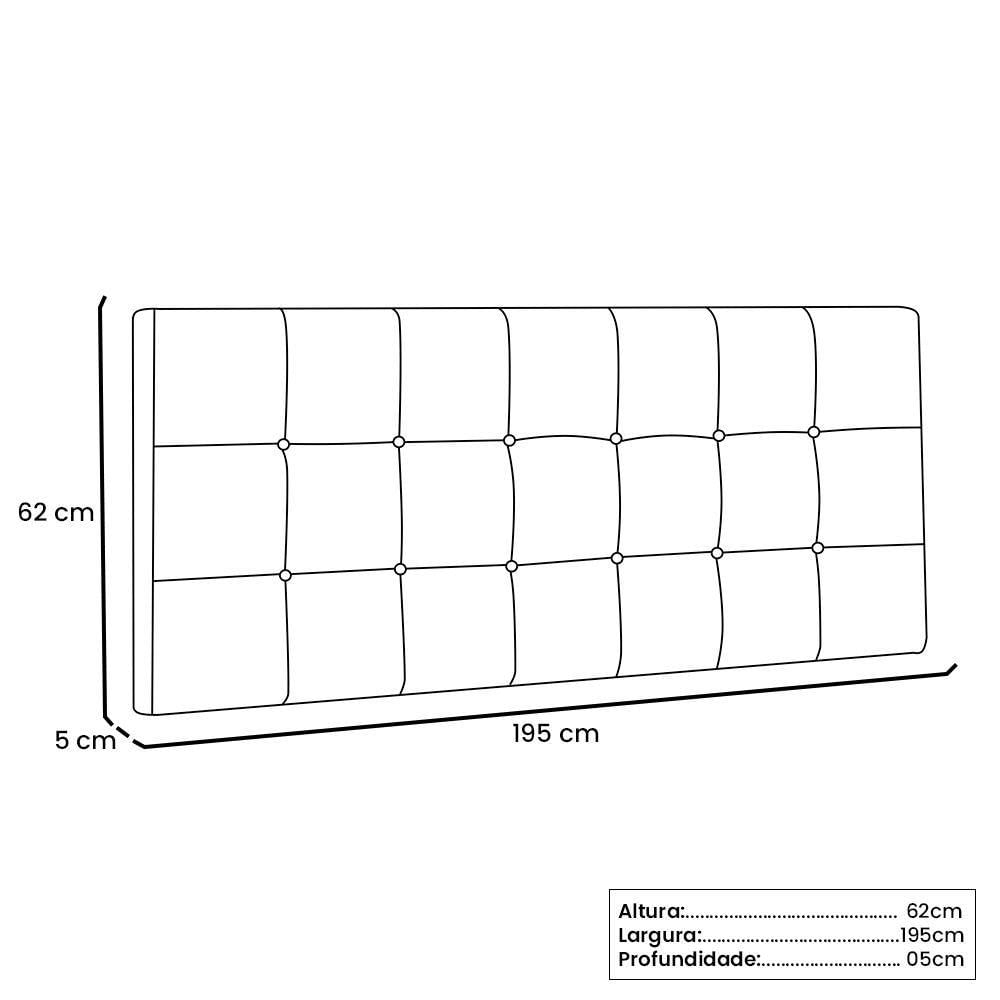 Cabeceira Painel King 1,95m Verona Suede Cinza