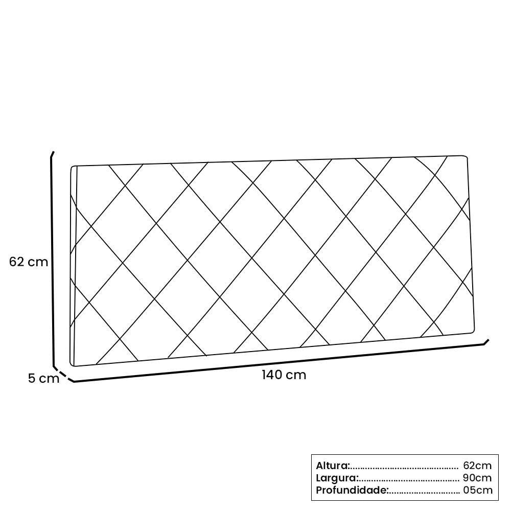 Cabeceira Painel Casal 1,40m Tânia Suede Azul Marinho