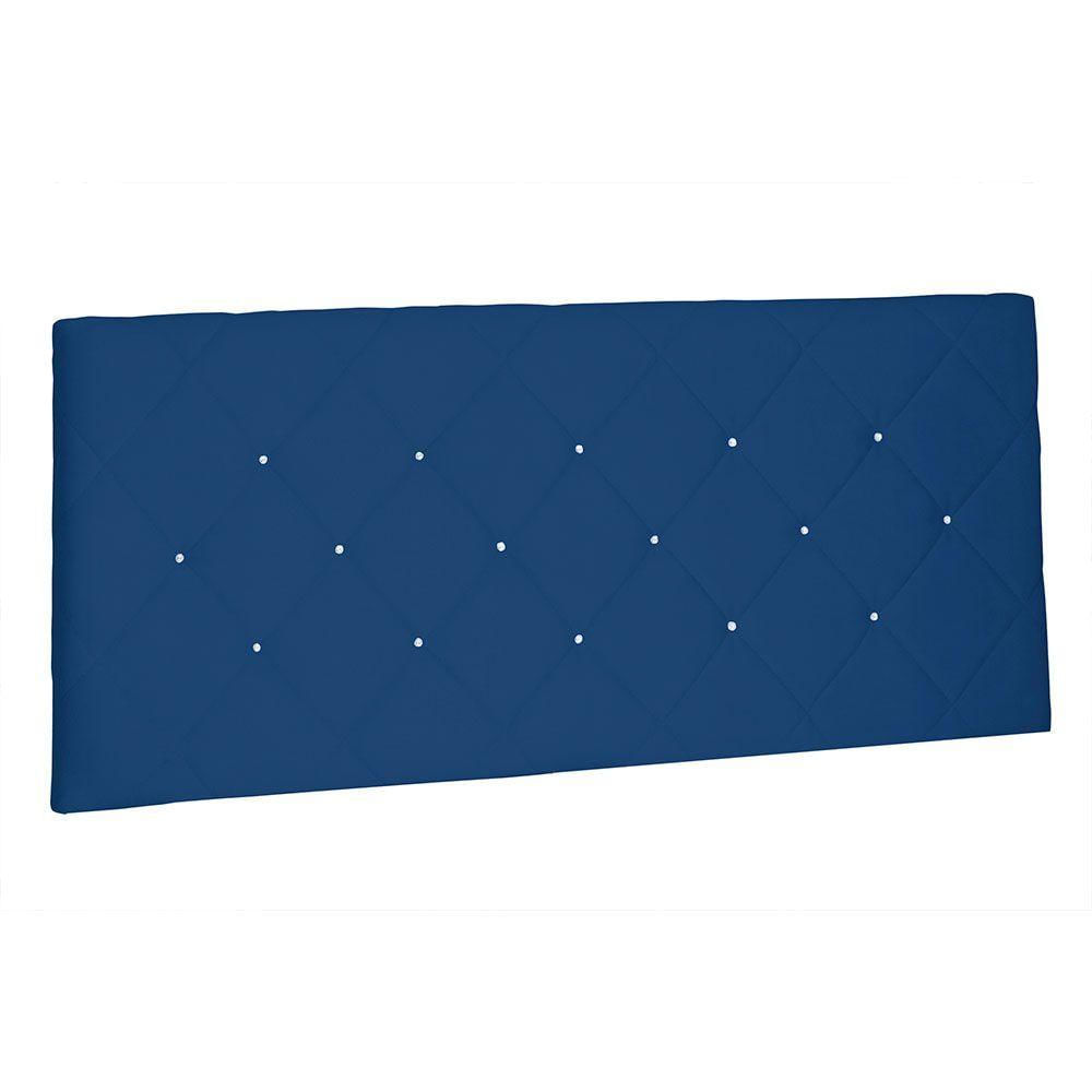 Cabeceira Painel Casal 1,40m Tânia Suede Azul Marinho