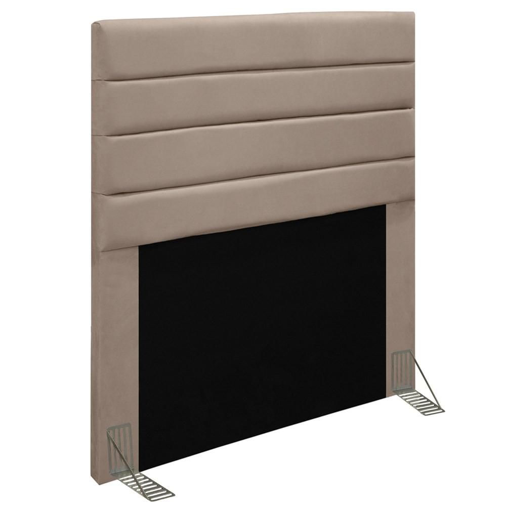 Cabeceira Cama Box Solteiro 90CM Rubi W01 Suede Bege - Mpozenato