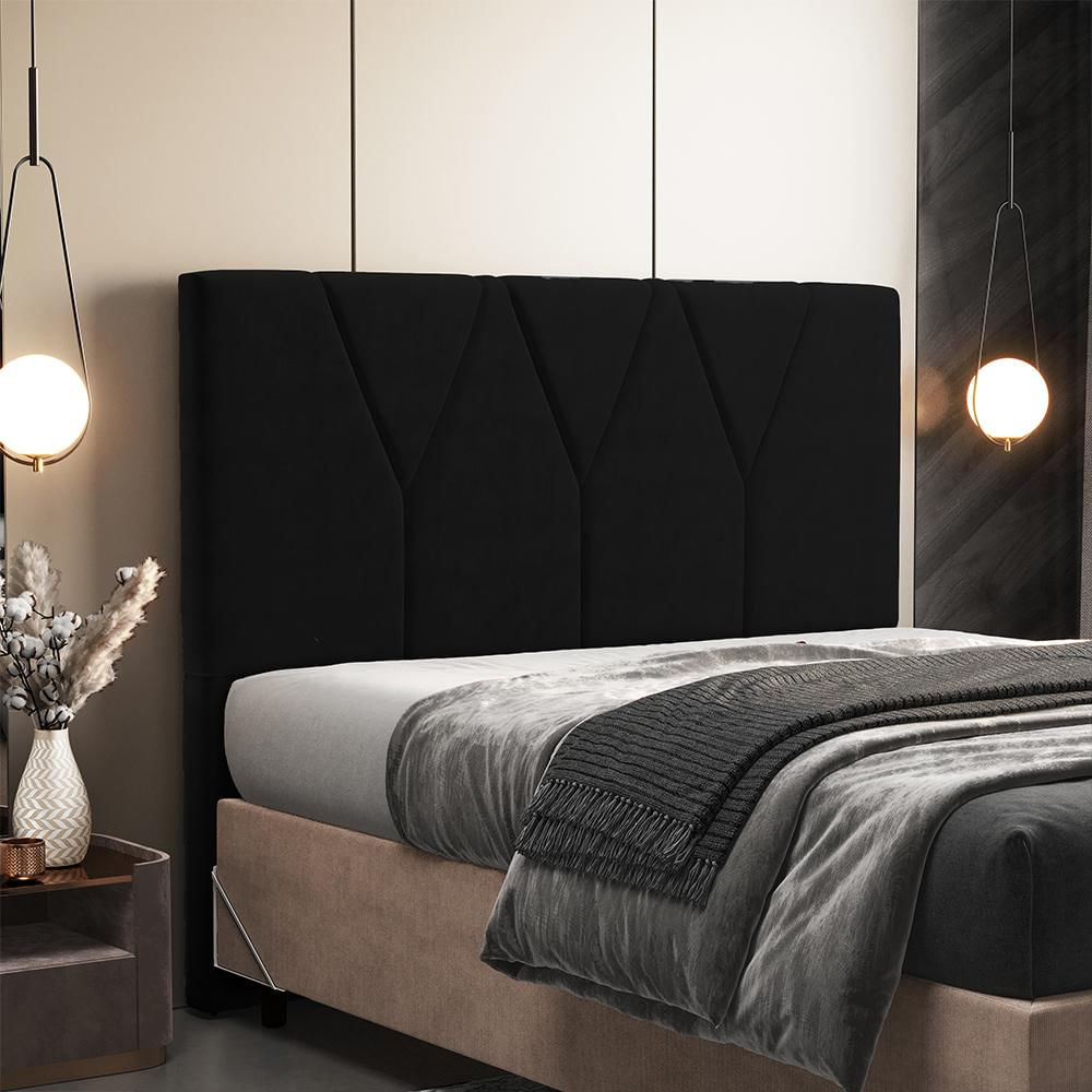 Cabeceira Cama Box Casal 140cm Aura Suede W01 Preto - Mpozenato