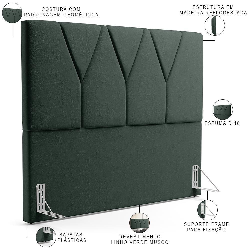 Cabeceira Cama Box Casal 140cm Aura Linho W01 Verde - Mpozenato