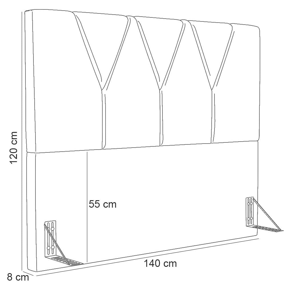 Cabeceira Cama Box Casal 140cm Aura Suede W01 Preto - Mpozenato