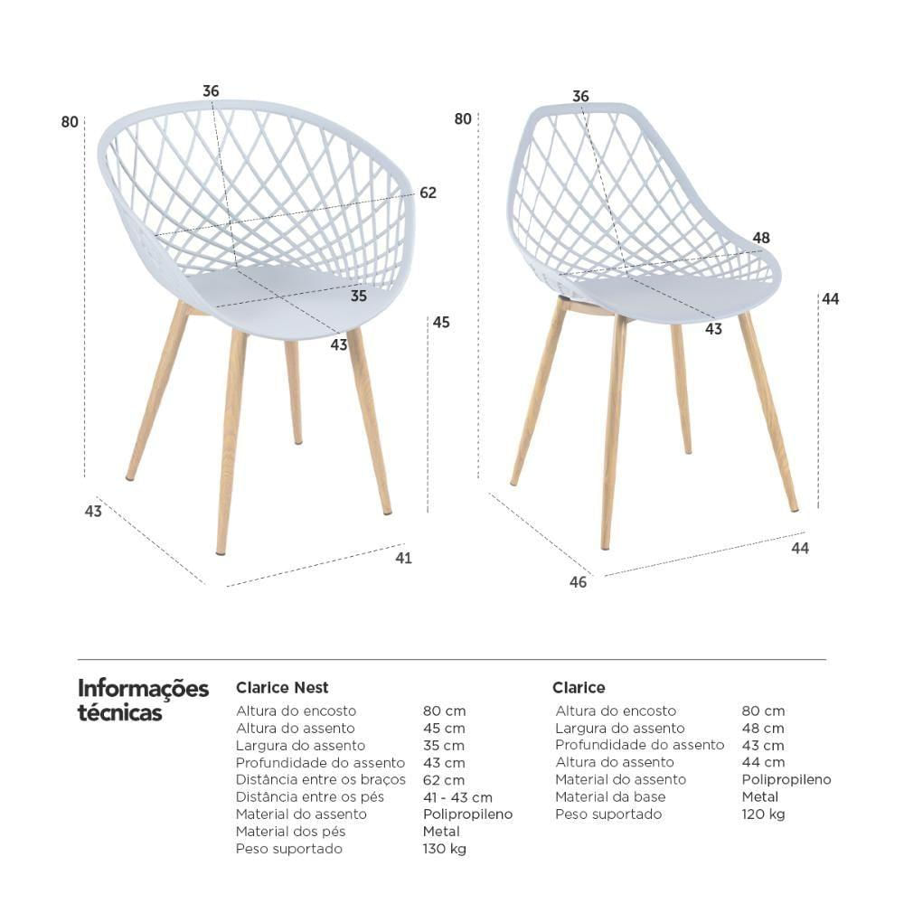 2 Cadeiras Clarice Nest Sidera + 2 Cadeiras Cinza