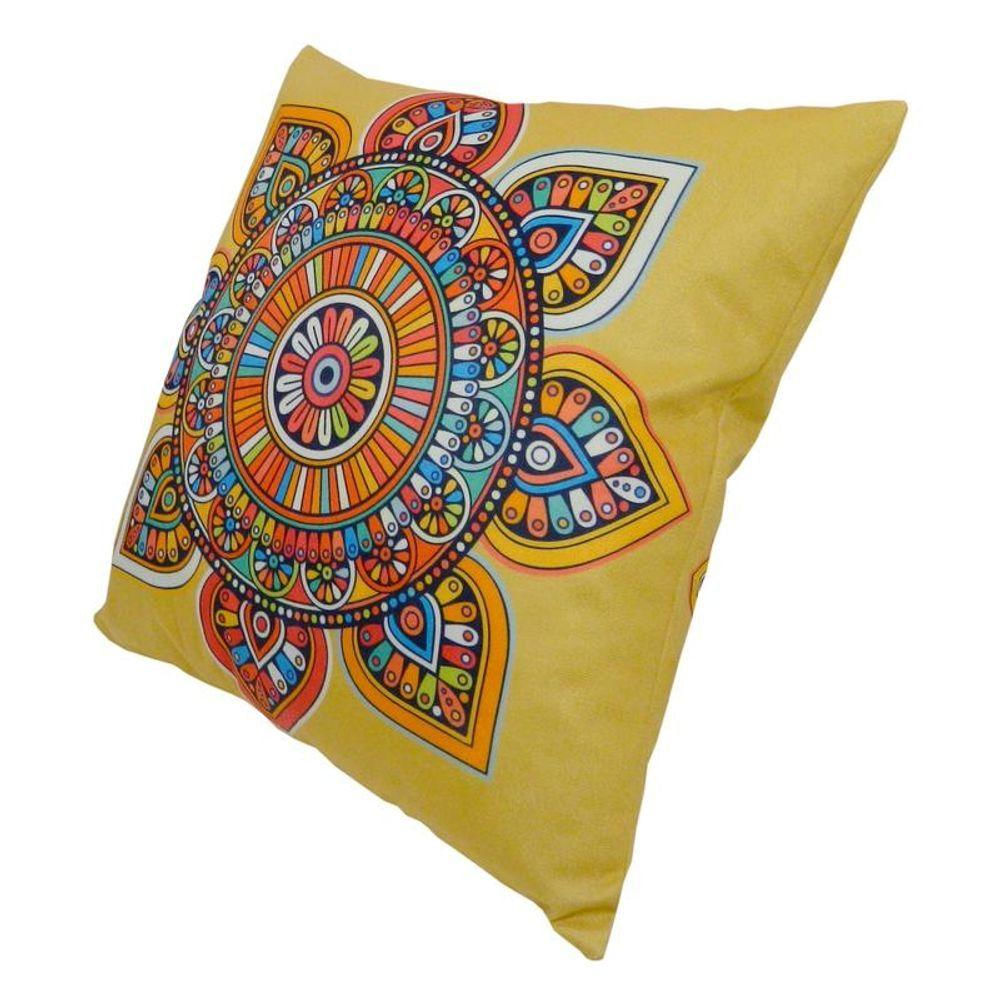 Almofada Mandala Indiana 45X45Cm Amarelo